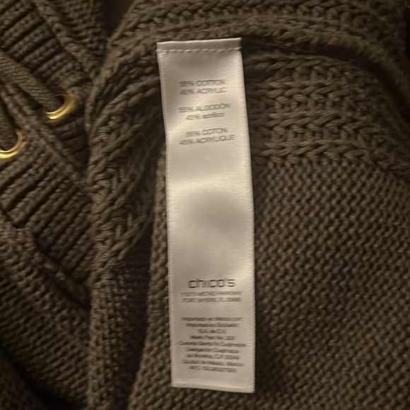 {Chico's} Lace Up V-Neck Knit Sweater in Olive Green - Women's 0 (Small) - Picture 11 of 11